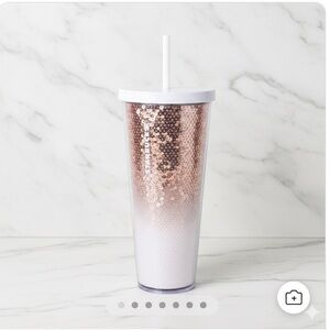 Starbucks Rose Gold White Ombre Sequin Tumbler Venti 24oz 2018 Winter Collection